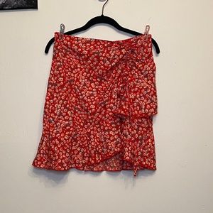 Flower print red skirt